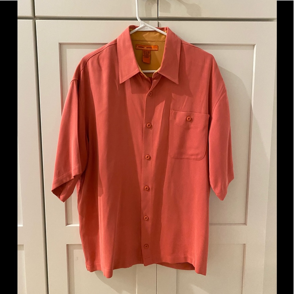 Terra Cotta 100% Silk shirt L EUC Straight hem